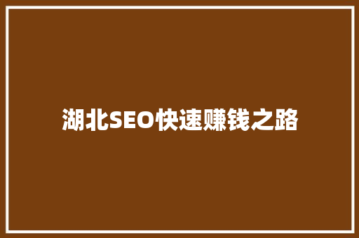 湖北SEO快速赚钱之路
