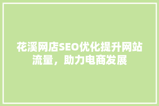 花溪网店SEO优化提升网站流量，助力电商发展
