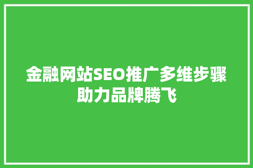 金融网站SEO推广多维步骤助力品牌腾飞