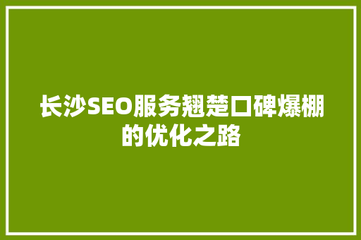 长沙SEO服务翘楚口碑爆棚的优化之路