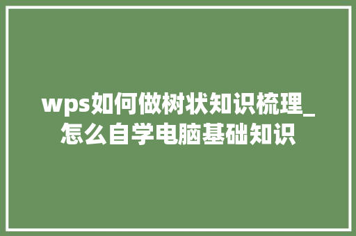 wps如何做树状知识梳理_怎么自学电脑基础知识