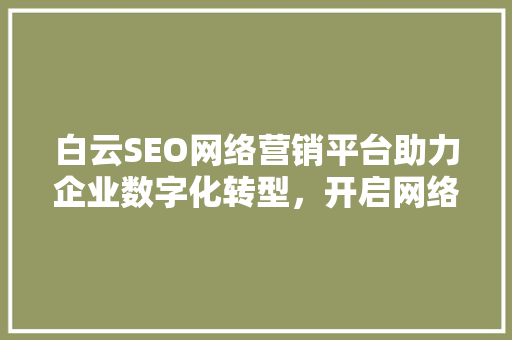 白云SEO网络营销平台助力企业数字化转型，开启网络营销新篇章