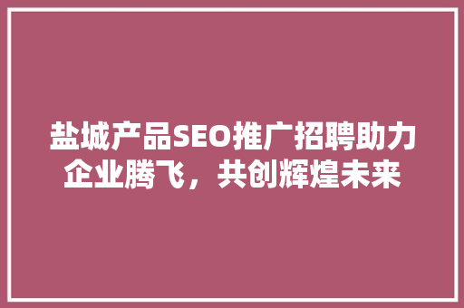 盐城产品SEO推广招聘助力企业腾飞，共创辉煌未来 编程语言