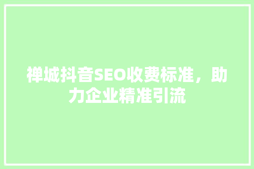 禅城抖音SEO收费标准，助力企业精准引流