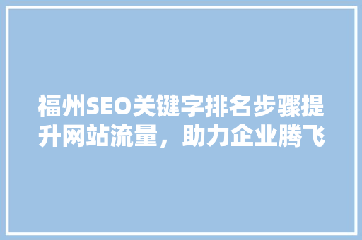 福州SEO关键字排名步骤提升网站流量，助力企业腾飞 操作系统