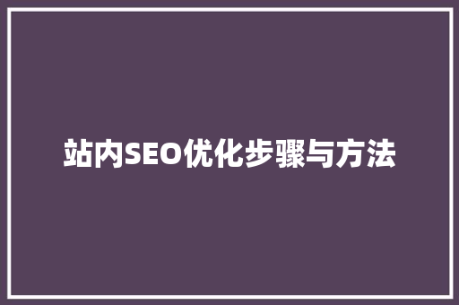 站内SEO优化步骤与方法