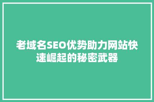 老域名SEO优势助力网站快速崛起的秘密武器