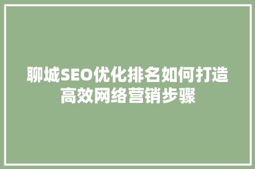 聊城SEO优化排名如何打造高效网络营销步骤