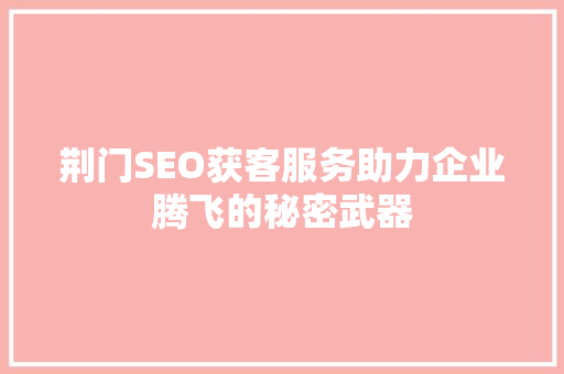 荆门SEO获客服务助力企业腾飞的秘密武器