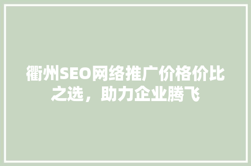 衢州SEO网络推广价格价比之选，助力企业腾飞