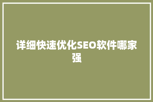 详细快速优化SEO软件哪家强 详细快速优化SEO软件哪家强