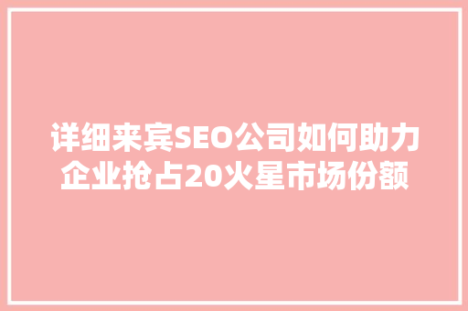 详细来宾SEO公司如何助力企业抢占20火星市场份额