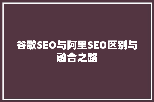 谷歌SEO与阿里SEO区别与融合之路