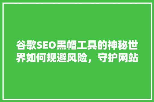 谷歌SEO黑帽工具的神秘世界如何规避风险,守护网站声誉 谷歌SEO黑帽工具的神秘世界如何规避风险,守护网站声誉