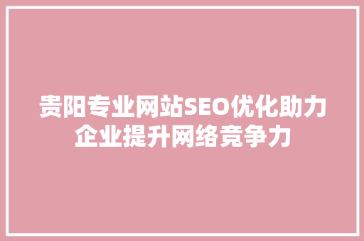 贵阳专业网站SEO优化助力企业提升网络竞争力 贵阳专业网站SEO优化助力企业提升网络竞争力