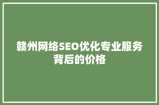 赣州网络SEO优化专业服务背后的价格