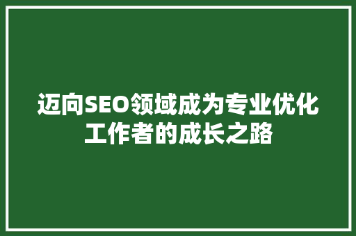 迈向SEO领域成为专业优化工作者的成长之路