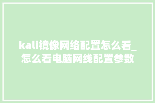 kali镜像网络配置怎么看_怎么看电脑网线配置参数 编程语言 kali镜像网络配置怎么看_怎么看电脑网线配置参数 编程语言
