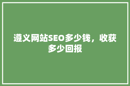 遵义网站SEO多少钱，收获多少回报
