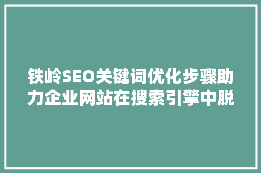 铁岭SEO关键词优化步骤助力企业网站在搜索引擎中脱颖而出