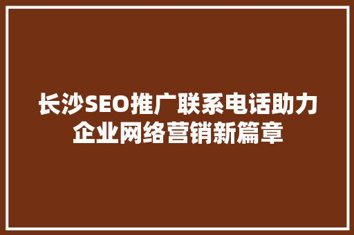 长沙SEO推广联系电话助力企业网络营销新篇章