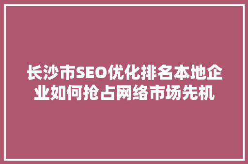 长沙市SEO优化排名本地企业如何抢占网络市场先机