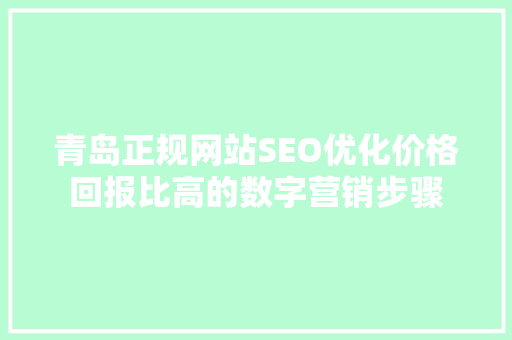 青岛正规网站SEO优化价格回报比高的数字营销步骤