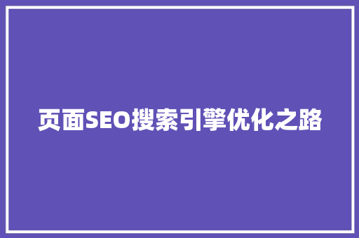 页面SEO搜索引擎优化之路