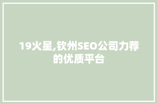 19火星,钦州SEO公司力荐的优质平台 19火星,钦州SEO公司力荐的优质平台