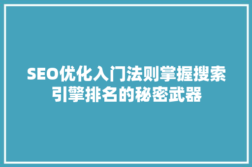 SEO优化入门法则掌握搜索引擎排名的秘密武器 SEO优化入门法则掌握搜索引擎排名的秘密武器