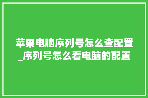 苹果电脑序列号怎么查配置_序列号怎么看电脑的配置参数