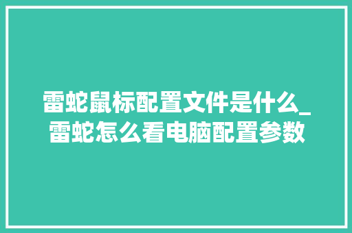 雷蛇鼠标配置文件是什么_雷蛇怎么看电脑配置参数