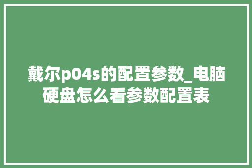 戴尔p04s的配置参数_电脑硬盘怎么看参数配置表 戴尔p04s的配置参数_电脑硬盘怎么看参数配置表