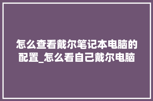 怎么查看戴尔笔记本电脑的配置_怎么看自己戴尔电脑配置参数 怎么查看戴尔笔记本电脑的配置_怎么看自己戴尔电脑配置参数