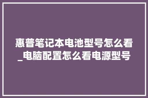 惠普笔记本电池型号怎么看_电脑配置怎么看电源型号参数