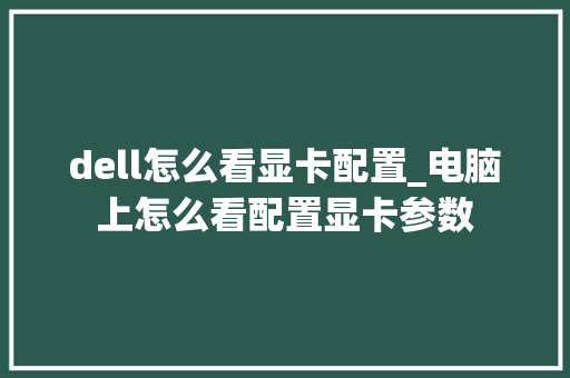 dell怎么看显卡配置_电脑上怎么看配置显卡参数 dell怎么看显卡配置_电脑上怎么看配置显卡参数