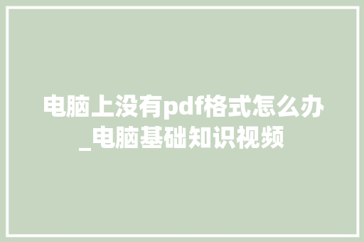 电脑上没有pdf格式怎么办_电脑基础知识视频
