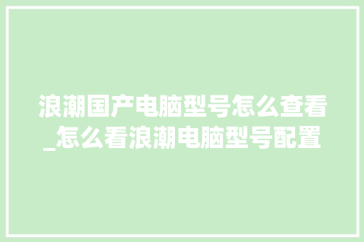 浪潮国产电脑型号怎么查看_怎么看浪潮电脑型号配置参数