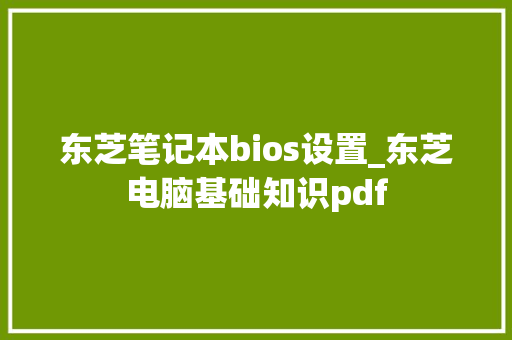 东芝笔记本bios设置_东芝电脑基础知识pdf