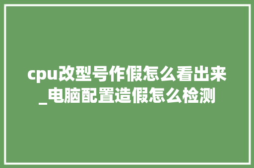 cpu改型号作假怎么看出来_电脑配置造假怎么检测