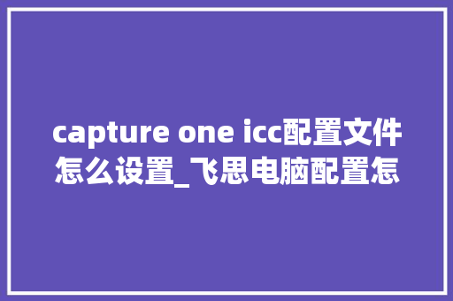 capture one icc配置文件怎么设置_飞思电脑配置怎么看型号