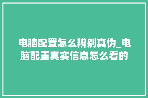 电脑配置怎么辨别真伪_电脑配置真实信息怎么看的
