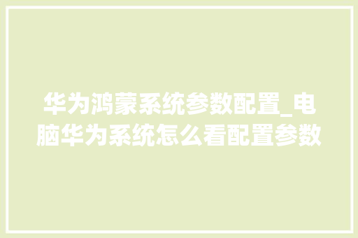 华为鸿蒙系统参数配置_电脑华为系统怎么看配置参数 华为鸿蒙系统参数配置_电脑华为系统怎么看配置参数