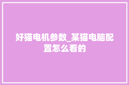 好猫电机参数_某猫电脑配置怎么看的