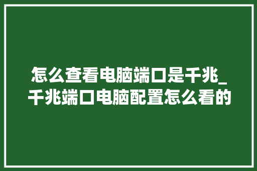 怎么查看电脑端口是千兆_千兆端口电脑配置怎么看的
