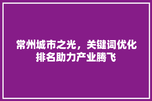 常州城市之光，关键词优化排名助力产业腾飞