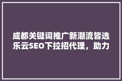 成都关键词推广新潮流皆选乐云SEO下拉招代理，助力企业腾飞 电脑基础
