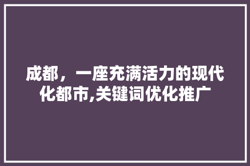 成都，一座充满活力的现代化都市,关键词优化推广