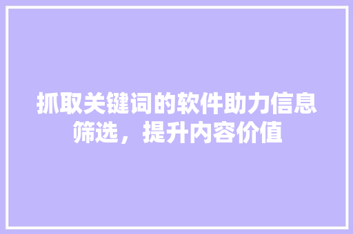 抓取关键词的软件助力信息筛选，提升内容价值