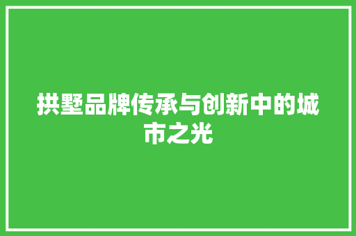 拱墅品牌传承与创新中的城市之光